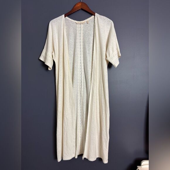 Soft Surroundings Linen Cotton Open Front Duster Long Line Cardigan Sweater XS - Picture 13 of 16